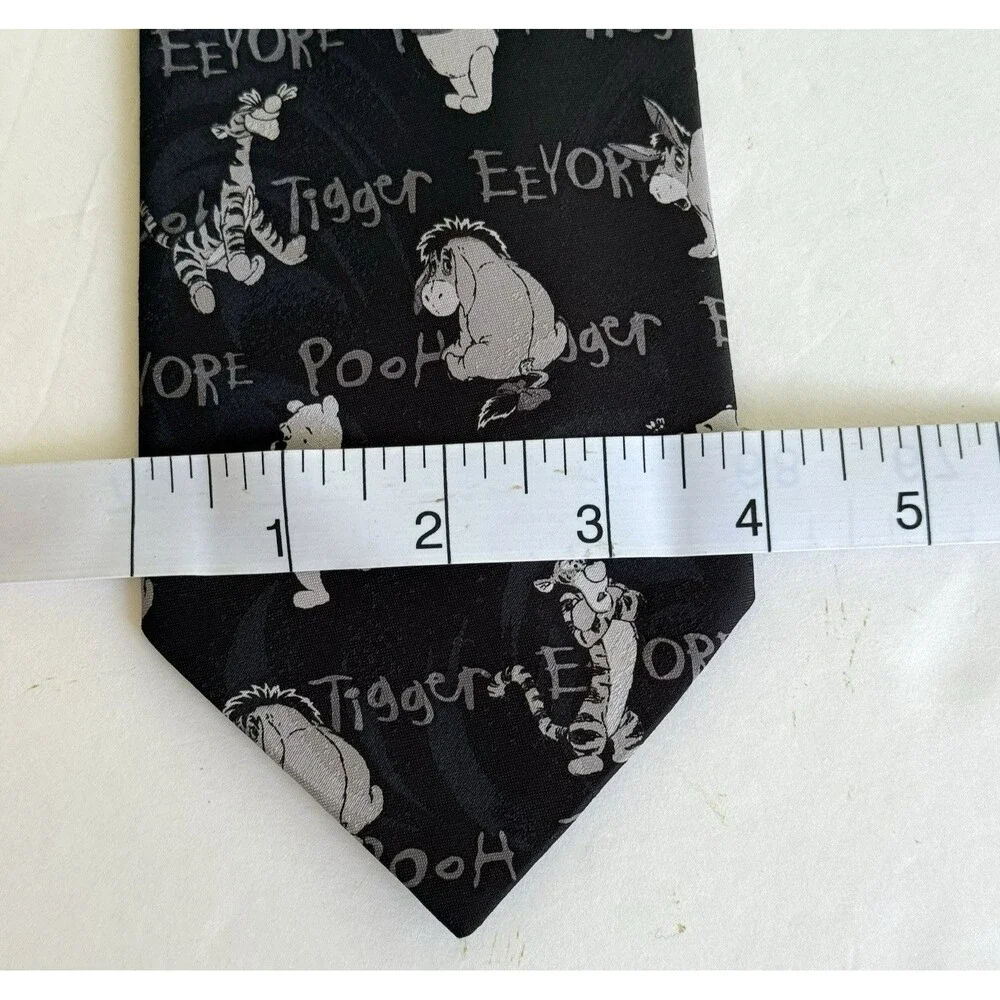 DISNEY WINNIE THE POOH NECK TIE TIGGER EEYORE BLACK GRAY 4x58